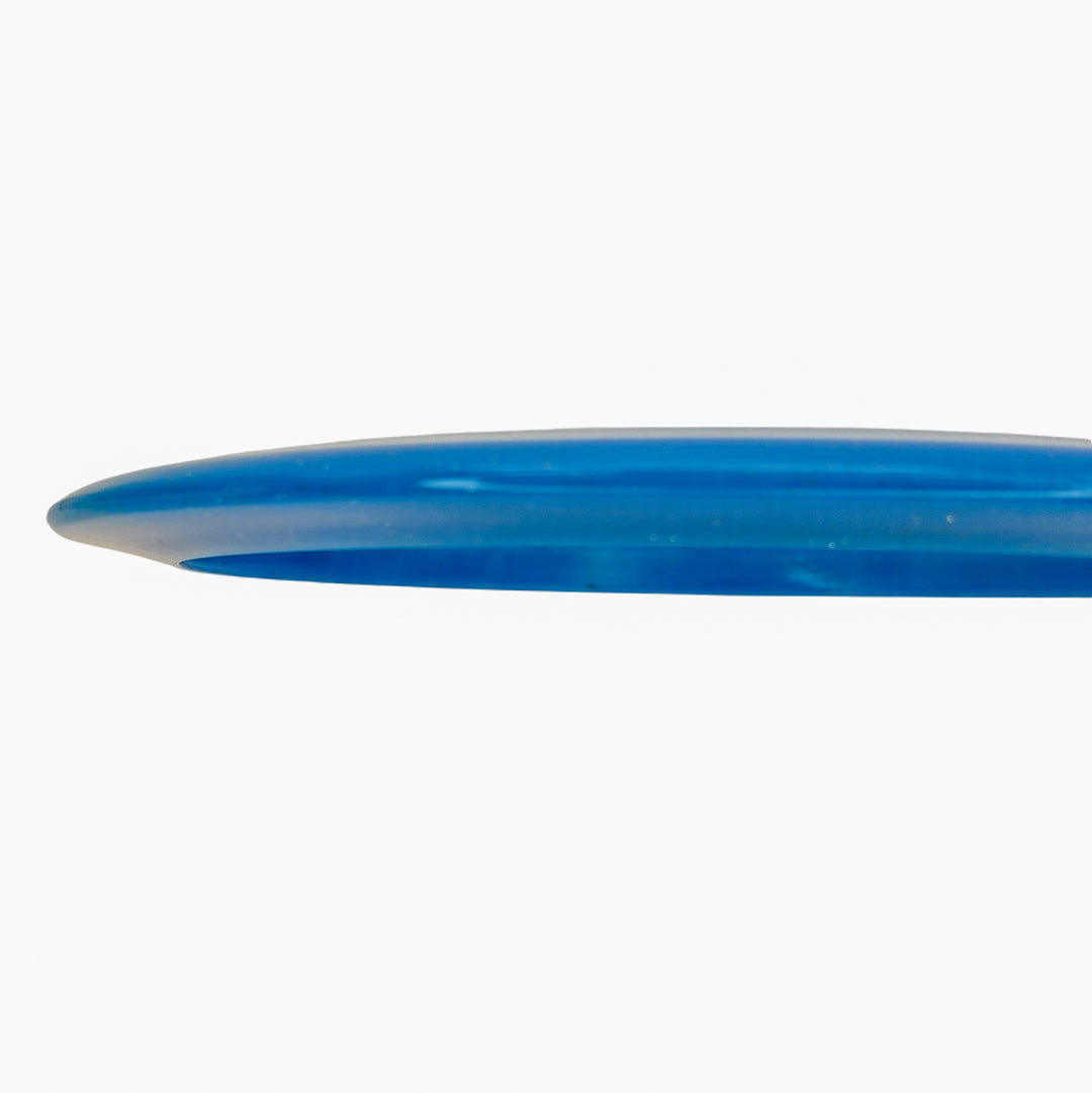 Close-up of the Spear - Diamond (Metal Flake), a blue 9 speed disc, shown from the side against a plain white background.
