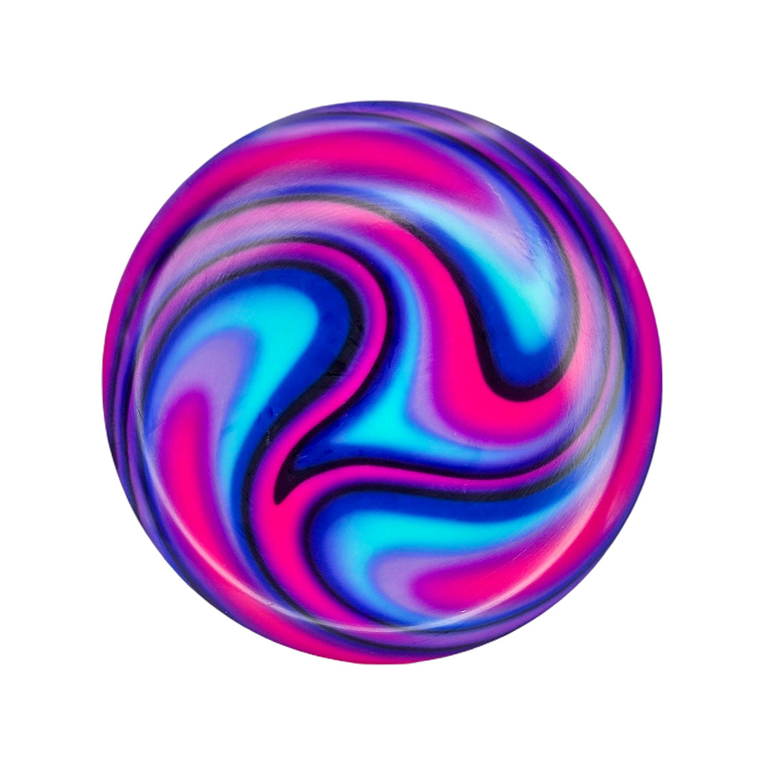 The Element - NXT - Optic Dyes is a round mid-range disc featuring swirling purple, blue, pink, and black patterns on a white background.