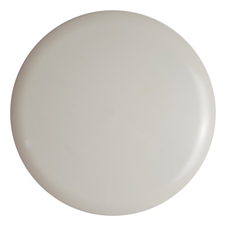 A top-down view of the Dye Canvas Element - NXT: a round, plain, white plastic lid made from NXT material, shown against a white background.