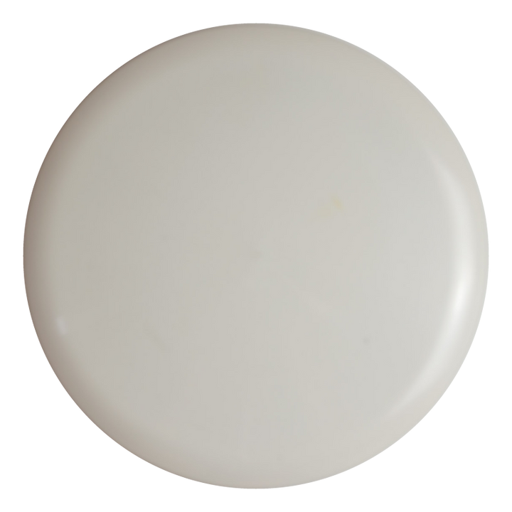 A top-down view of the Dye Canvas Element - NXT: a round, plain, white plastic lid made from NXT material, shown against a white background.