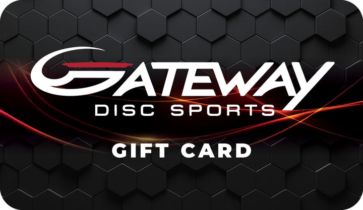Gateway Gift Card featuring a sleek black hexagonal background with bold red accent lines.