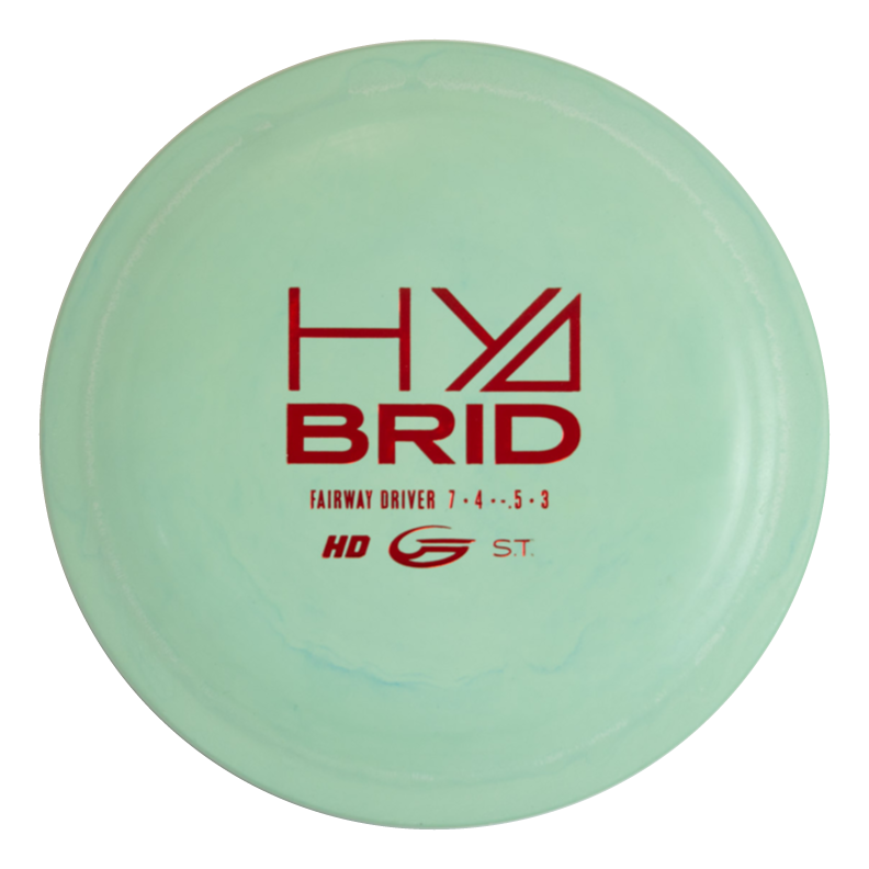 The Hybrid - Suregrip is a light green fairway driver with SureGrip™  blend, "HYBRID," flight numbers, and brand markings printed in red on top.